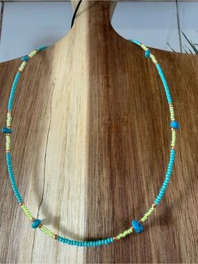 Turquoise & Lime Bead Necklace - Women Jewelry